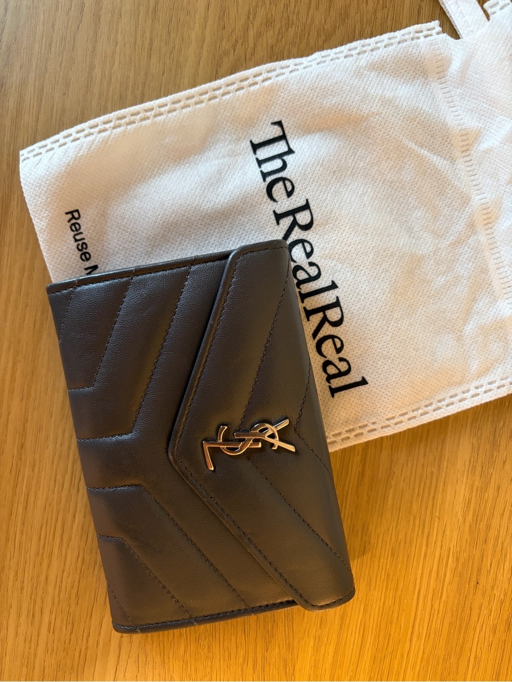 Authentic Cassandre Saint Laurent Wallet in Grain de Poudre Leather